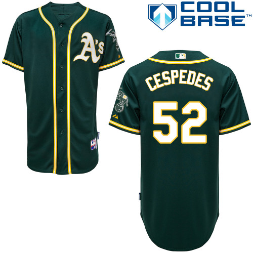Yoenis Cespedes #52 Youth Baseball Jersey-Oakland Athletics Authentic Alternate Green Cool Base MLB Jersey